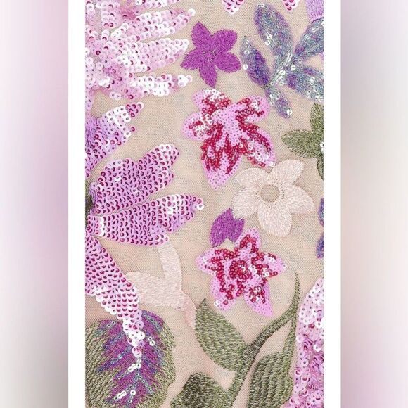 NWOT BRONX AND BANCO Dahlia Strapless Floral-Embroidered Sequin Wedding Gown - Picture 9 of 12